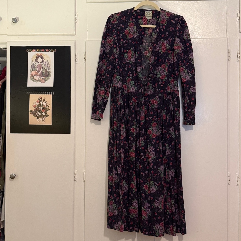 Laura Ashley Great Britain Purple and Red Floral Dress